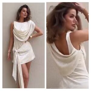 Sabo Skirt x Kayla Boyd June Mini Dress Drape Cream Velvet Size:US 12 NWT